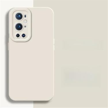 Imagem de Capa quadrada de silicone líquido para OnePlus 9 Pro R RT 360 Armadura de telefone macia à prova de choque para OnePlus 9 9R 9Pro 9RT, branco antigo, para Oneplus 9R