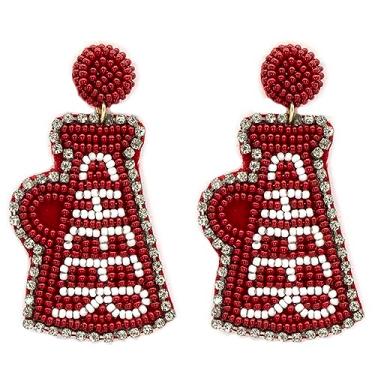 Imagem de Emulily Brincos com contas de torcida feitos à mão chifre de torcida Megafone College Sport Gameday, Vidro, n