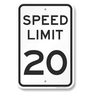 Imagem de SmartSign Placa de limite de velocidade de 45,7 x 30,5 cm, composto de alumínio de 120 mm (ACM), material refletivo de grau de engenheiro, preto sobre branco, placa de metal durável, fabricada nos