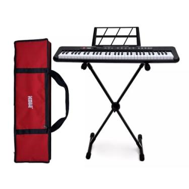 Imagem de Kit Teclado Musical Kobe KB-150 BK Preto 5/8 61 Teclas Completo Vermelho