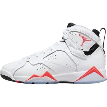 Imagem de Jordan 7 Tênis retrô para crianças grandes, Branco, preto e laranja, 5.5 Big Kid