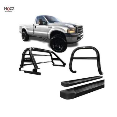 Imagem de Kit Quebra Mato Estribo Alumínio Santo Antônio F250 C Simples Preto - 