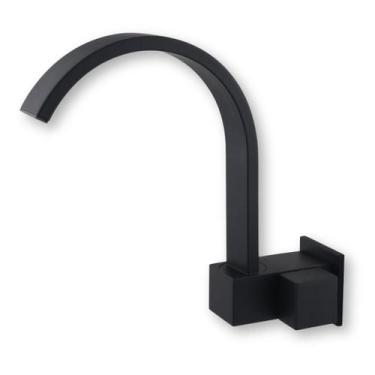 Imagem de Torneira Banheiro Parede Cascata Quadrit Black Bica Móvel Baixa - Home
