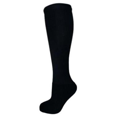 Imagem de 1 Par Meião Futebol Futsal Infantil Juvenil Atoalhada Branco Preto Ver