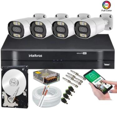 Imagem de Kit 4 Camera de Segurança Infravermelho Full Hd Colorida Dia Noite Dvr