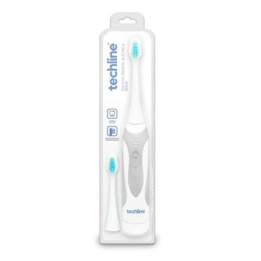 Imagem de Escova Dental Elétrica Adulto A Pilhas Com Refil Eda01 - Cinza Techlin