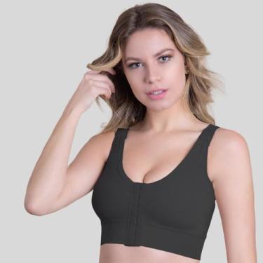 Imagem de Sutiã Pós-cirúrgico Alça Regulável Regata Emana New Form, M, Preto
