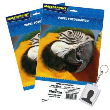 Imagem de Kit Papel Fotográfico 180g A4 100f Masterprint, Branco