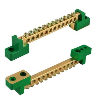 Imagem de Barramento de distribuicao 80a verde terra 12 furos cabo 10mm - Sibrat