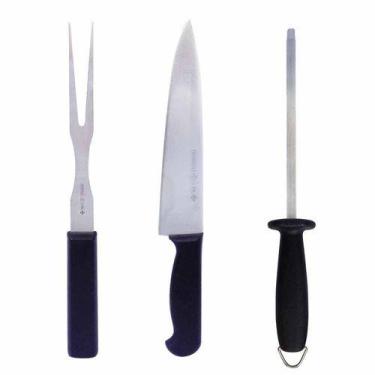 Imagem de Conjunto de Facas Para Churrasco Master Line Preto 3 Peças -  Mundial 