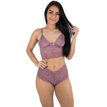 Imagem de Conjunto Diluxo Sem Bojo Renda Satim, G, Feminino, Satim