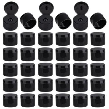Imagem de OLYCRAFT 36 peças 24/400 tampas de rosca flip top preto tampa de distribuição preta de substituição tampas de garrafa de plástico reutilizável para frascos de espremer de xampu tampas de distribuição