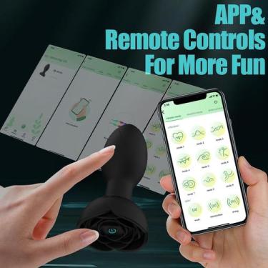 Imagem de Plug Anal Rosa Giratória com Vibração e Aplicativo  - PEEK