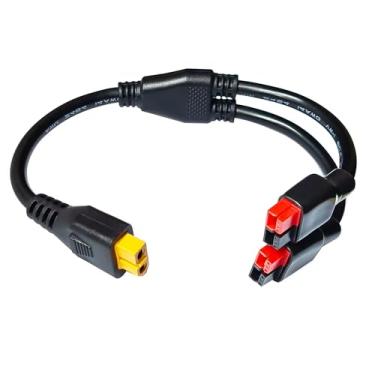Imagem de LIXINTIAN Cabo conector 14AWG XT60 para 45A, adaptador paralelo Y 45A, cabo conector divisor fêmea XT60 para 45A Y bateria RC estação de energia solar portátil e painel solar (30 cm/1FT)