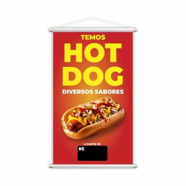 Imagem de Banner Temos Hot Dog Diversos Sabores Lanche 80x50cm - PlimShop