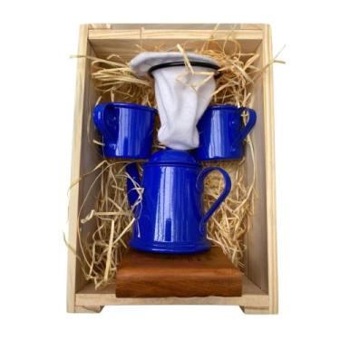 Imagem de Kit de Café Individual - Demolição Azul Escuro com engradado - Silvana