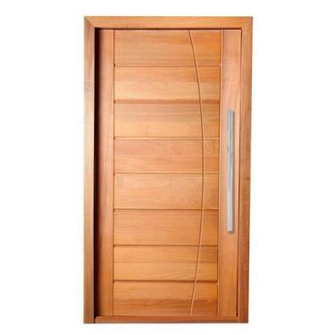 Imagem de Porta Completa Pivotante BBB Frisada em Arco em Madeira Maciça Tauari 