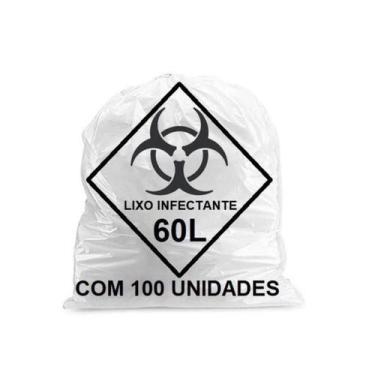 Imagem de Saco de Lixo Hospitalar Infectante 60 Litros c/ 100  Branco - Entulix