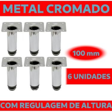 Imagem de Kit com 6 pés inox 10cm/12cm/15cm + parafusos para armários/móveis em 