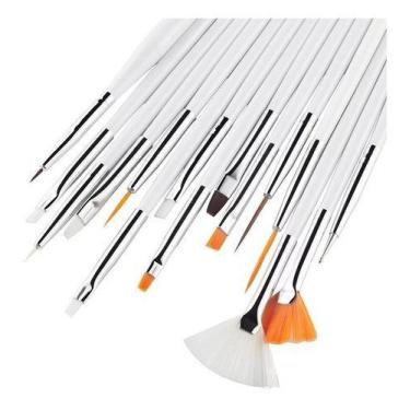 Imagem de Kit 12 Pincéis Unha Decorada Gel Acrigel Manicure Porcelana - oem