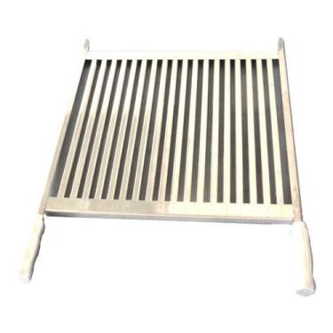 Imagem de Grelha Em Inox Uruguaia Para Churrasco hamburguer 55x48cm - Plenitude