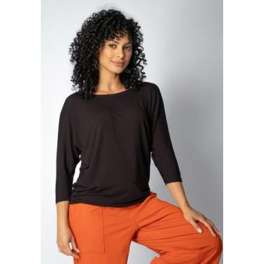 Imagem de Blusa Morcego Ampla Manga 3/4 Preta - Amazonia Vital