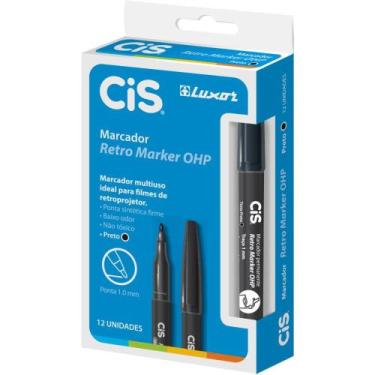 Imagem de Caneta Retroprojetor 10MM CIS Preto Caixa com 12 Unidades - Sertic