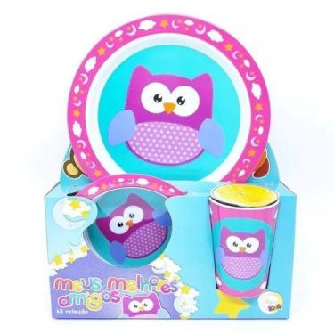 Imagem de Kit Refeição Infantil Corujinha Com 3 Peças - Art House