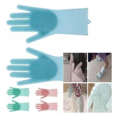 Imagem de Luvas Lava Louça Silicone Macio Massagem Pet Frutas Lavagem - Mr Venda
