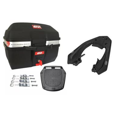 Imagem de KIT BAÚ MOTO 27L M.LOCK TRAFFIC E27M + BAGAGEIRO SCAM Cb Twister 250 2016 A 2022  FiberForce