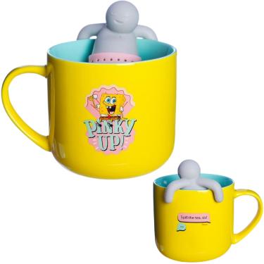 Imagem de Caneca Bob Esponja Com Boneco Infusor Chá Cerâmica 350 ml Oficial Nickelodeon