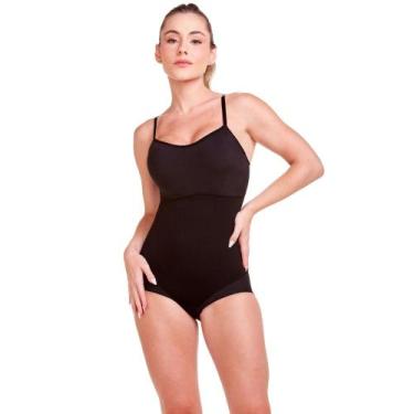 Imagem de Body Cinta Modelador Abdominal Plié Feminino com Bojo e Alça Ajustável