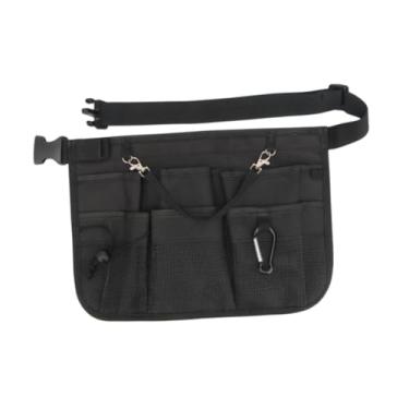 Imagem de YIJU Multi compartimento saco de enfermagem bolso cinto organizador enfermeira bolsa cintura saco enfermeira fanny pacote para garçom carpintaria trabalho, Preto
