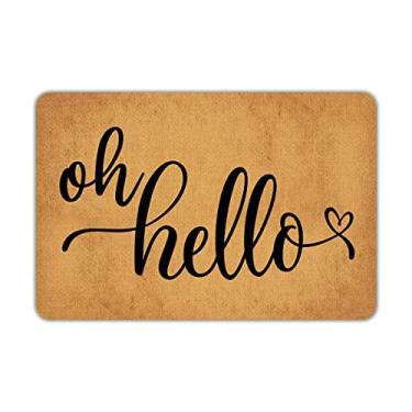 Imagem de Capacho engraçado Oh Hello antiderrapante para porta da frente/jardim/cozinha/quarto 23,6" x 15,7"
