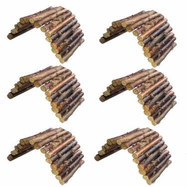 Imagem de Hamster Bridge Escada de Rato Brinquedo de Ponte de Madeira para Pequenos Animais Gaiola Escada de Madeira Esconderijo Natural para Porquinho-da-índia Chinchila Furão Réptil (pacote com 6) (6 escadas)