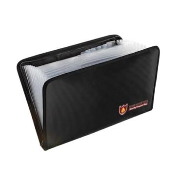 Imagem de oshhni Saco de documentos à prova de fogo bolsa multifuncional passaporte jóias arquivos objetos de dinheiro seguro bolsa de armazenamento à prova de, Claro