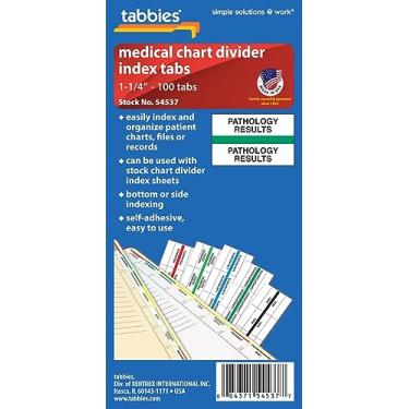Imagem de Tabbies Tabelas de índice de fichas médicas "Resultados de patologia" 3,5 cm L x 3,5 cm A, verde, 100 inserções de abas por pacote (54537)