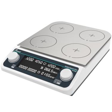 Imagem de JOANLAB agitador magnético placa quente 4 multi posições placa quente digital agitador magnético 120 ° c / 248 ℉ com função de temporização 4x500ml agitador magnético multi laboratório de pl