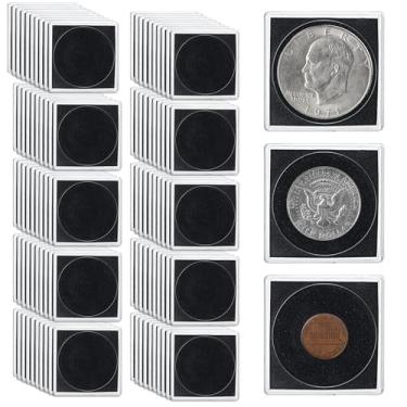 Imagem de Hipiwe Porta-moedas 100 peças de porta-moedas de dólar de prata capa transparente para colecionadores, porta-moedas de dólar de prata, estojos de coleção de moedas de plástico com junta ajustável de 8
