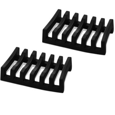 Imagem de Saboneteira de silicone preta não deslizante auto drenante saboneteira de banheiro saboneteira para saboneteira em barra esponja esfregão cozinha, 4,33 x 3,15 x 0,79 polegadas (Pacote de 2)