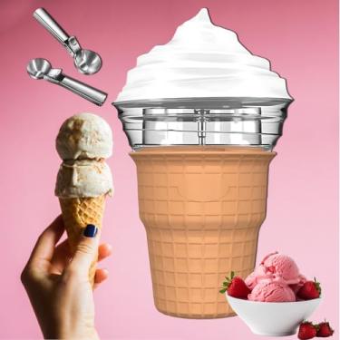 Imagem de Máquina de fazer sorvete, máquina de sorvete multiuso de 450ml, sorvete caseiro, sorvete, congelado, fácil de limpar e armazenar, fabricantes de sorvete portáteis para bricolagem