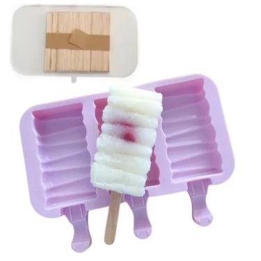 Imagem de Forma Molde Picolé Sorvete Silicone Zig Zag C/Palito e tampa - KEHOME
