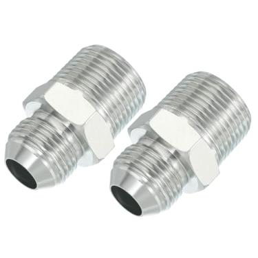 Imagem de PATIKIL Conectores de mamilo redutores hexagonais adaptador de tubo macho 7/20.3 cm alargador 37° JIC x 3/10.2 cm macho NPT, pacote com 2 adaptadores de bocal redutor de encaixe de tubo encaixe
