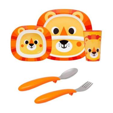 Imagem de Kit Refeição Infantil Leão + Talheres Buba
