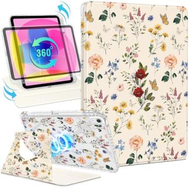 Imagem de Shorogyt Capa magnética para iPad A16 11ª geração 27.9 cm 2025/para i Pad 10ª geração, suporte magnético para mulheres – Design fofo, capas giratórias de 360 graus para meninas e crianças com