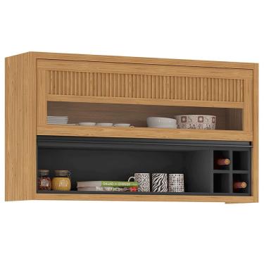 Imagem de Armário Aéreo Lisboa 120cm 1 Porta com Adega Itatiaia Cor Grafite