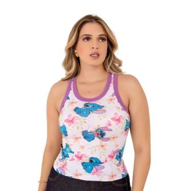Imagem de Blusinha Feminina Suede Regata Estampada Floral - Fortaleza Jeans, P, 