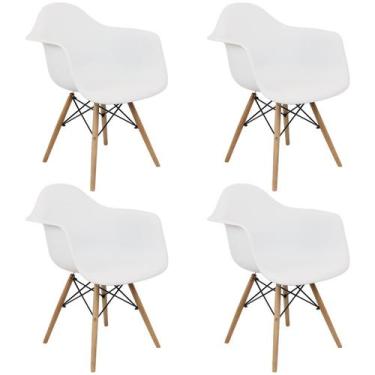 Imagem de Kit 4 Cadeiras Charles Eames Eiffel Design Wood Com Braços - Lianto De