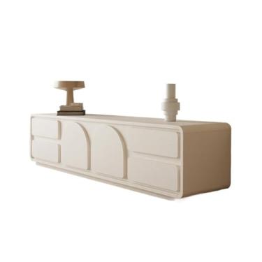 Imagem de Armário de TV Armário de tv de grande capacidade, armário de tv branco, simples e moderno, sala de estar, casa, cantos arredondados Armário de mídia