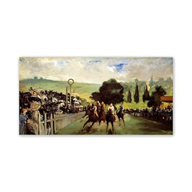 Imagem de JZSDGB Arte de parede The Races at Longchamp por Edouard Manet-Famous Reprodução de pinturas a óleo em tela - pôster e impressões em tela para decoração de casa 80 x 160 cm (31 x 63 pol) sem moldura